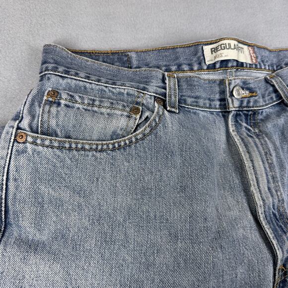 Levis 505 Jeans Mens 36x30 Blue Regular Fit Denim Medium Wash Classic Zip Fly - Picture 11 of 13